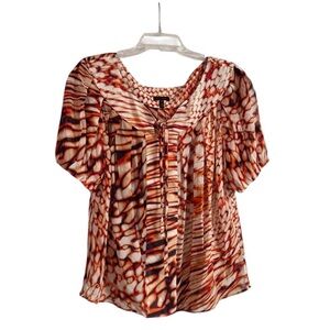 Escada Silk Top Blouse Short Sleeve Sheer Lightweight.  Sz L (European 42). EUC!